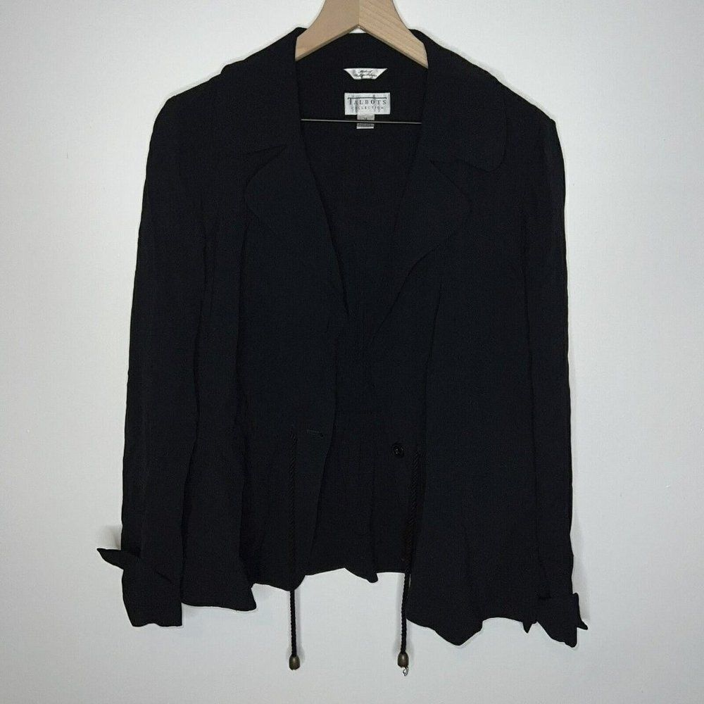 Talbots Collection Black Front Tie Jacket Size 12